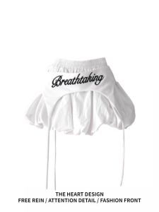 Quần Short Chữ a Màu Trắng Cạp Cao Mùa Hè Cho Nữ Quần Short Đèn Lồng Phong Cách Thường Ngày Quần Short Bồng Tay Áo Hình Quả Bí