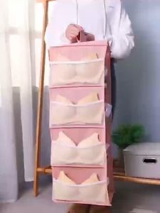 Wardrobe Multi-Layer Foldable Storage Bag with Side Pockets Dust-proof Non-woven Cloth Hanging Clothes