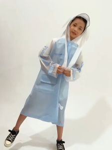 【SG Ready Stock】Kids cute cartoon raincoat Cinnamon moving ears raincoat with safety stripes space for school backpack