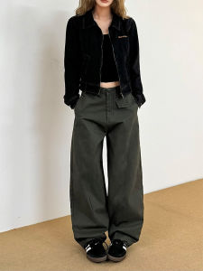 Don Cry Vintage Tailored Knife Pleat Work Pants Men Women Loose Fit Casual Drapey Long Trousers Trendy Street Style Jeans