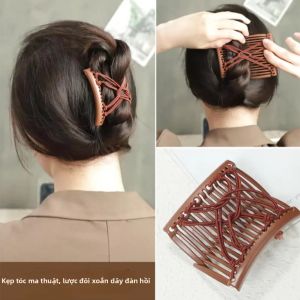 Lược Buộc Tóc Thun Cổ Điển Dành Cho Nữ Kẹp Tóc Kiểu Búi Lược Càng Cua Đàn Hồi Phụ Kiện Tóc Kẹp Tóc Tạo Kiểu