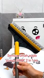 FLOOR BRUSH Sikat Toilet Lantai Sikat Dorong Gagang Panjang 2 in 1 / Sikat Sapu Lancip Pembersih Lantai 2 IN 1 - Sikat Mutifungsi Gagang Panjang Stainless - Sikat Pembersih Kamar Mandi SHENAR - LEMARIMAJUJAYA