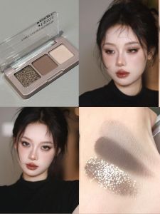 Phấn Mắt Ba Màu Bột Nước Tương Phản Tông Màu Đất Chất Lỏng Mờ Phấn Hổ Phách Hàng Ngày Làm Giảm Phù Nề Thu Đông Khối Lượng Mắt