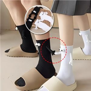 2Pairs Handle Sock Magnetic Suction Couple Socks Cartoon Lovely Hand In Hand Magnetic Socks For Women Holding Hands Sock Funny Gift