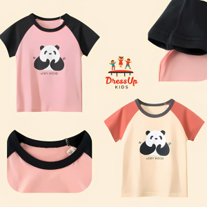 Trendy Kids T-shirt – High Quality Cotton Tee with Panda Design for Girls & Boys (1–9Y)