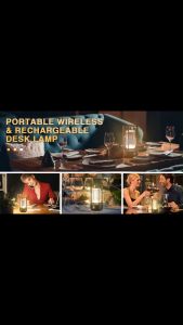 Bar Table Lamp LED Lantern Rechargeable Metal Table Lamp 3-Colour Touch Control Dimming Living Room Bar Dining Room Decoration Ambient Light Portable Camping Lamp