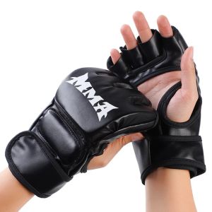 1Pair Professional Boxing Training Gloves Half Finger PU Cushion for Adult Sanda Boxing Training Sandbag Knuckles Taekwondo Muay