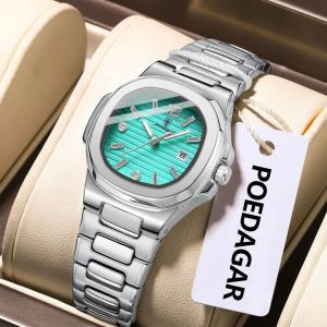 POEDAGAR Top Elegant Ladies Watch Luminous Waterproof Date Square Wristwatch For Woman High Quality Quartz Womens Watches Reloj