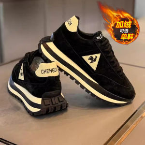 Trendy Fleece Lined Casual Dad Shoes Thick Sole Winter Sport Shoes for Men Low Cut Breathable Mesh Comfortable Cotton Shoes