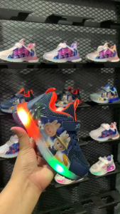 New led shoe for kids boy light up shoes comic design  Breathable Anti-slip casual sports kids shoes