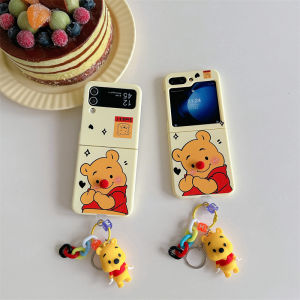 Red-Nosed Winnie Bear Phone Case for Samsung ZFlip6/5/4/ZFlip3 Flip Cover Anti-Fall Protective Shell Matte Finish Cute Cartoon Design