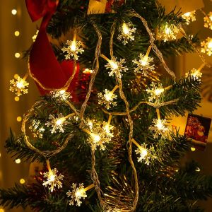 Street Garland Winter Led Snowflake New Year Decor Christmas Tree Light Wedding Party Aesthetic Room Decor USB/Battery Operated