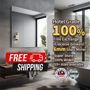 【Klang Valley ONLY】Hotel Grade 6mm Premium Mirror Square Rectangle Living Room Bathroom Yard Gym Korean Style Minimalist Heavy Solid Sturdy
