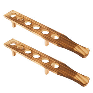 2Pcs Wooden Shot Glass Serving Tray 6 Holes Shot Glass Holder Shot Glass Display Shot Glasses Board for Party Bar Club Drinking