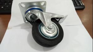 Roda karet hidup + rem 4"