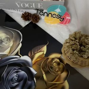 TENNESY Hiasan Dinding 1 Set Bunga Floral Gold and Silver Flowers Wall Decor Pajangan Kamar Hiasan Ruang Tamu Dekorasi Rumah