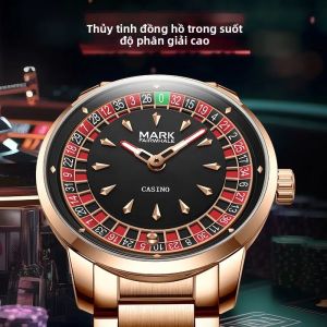 Đồng Hồ Thạch Anh Nam Mark Fairwhale 5031 Thiết Kế Bánh Xe Lõm Ngộ Nghĩnh Chữ Số Ả Rập Mặt Số Xoay Đồng Hồ Đeo Tay Bằng Thép Không Gỉ Chống Nước