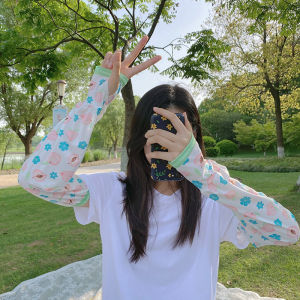 Loose Ice Silk Sun Protection Sleeve Covers for Women Summer Thin High Aesthetic Outdoor Arm Protection Large Size Finger Covers