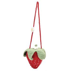 MOJOYCE Cute Strawberry Knitted Tote Bag for Women Large Capacity Crossbody Fruit Bag Perfect for Casual Outings