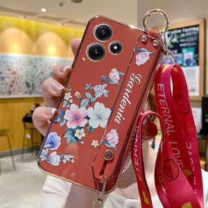 Redmi 13C Floral Silicone Phone Case Womens Style Anti-Fall Simple Fashion  Artistic Wristband Drop Protection Compatible