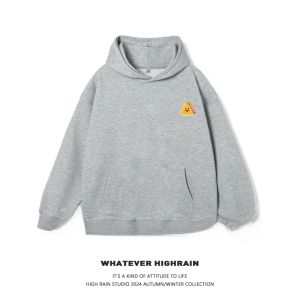 เสื้อสเวตเตอร์มีฮู้ดทรงหลวมสำหรับผู้หญิง ฤดูใบไม้ร่วง 2025 ลายการ์ตูน 3 มิติ เสื้อคลุมกันหนาวสีแดง คู่รัก ฮู้ดสเวตเตอร์