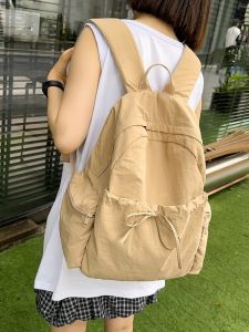 Casual Canvas Large Capacity Backpack for Women 2024 Summer New Style Student Bag Simple Outdoor Travel Commute Double Shoulder Bag