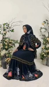 Samita Set dari Ivas Gamis Set 3in1 Plus Outer dan Khimar Ceruty Printing Digital Muslim Wanita