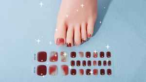 26tips Nail Stickers Glitter Nail Gel DIY Semi Cured Gel Toe Nails UV/ LED Lamp Full Cover Foot Nail Art Decoration Stickers