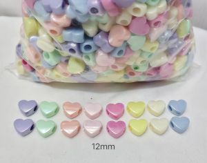 250grams (est.390pcs) Heart Pony Beads 12mm Big Hole Spacer Beads for Bracelet Necklace Keychain & DIY Jewelry Making
