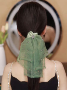 Mori Style French Mesh Hair Band Cloth Hair Accessories Female Light Green Ran Retro Romantic Aura Summer Easiest for Match Fashion Hair Rope