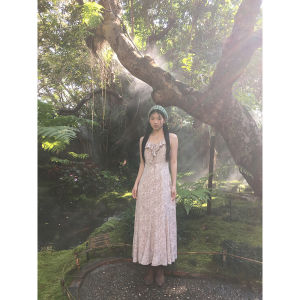 Summer Stylish Tea Dress French Floral Design Long Skirt