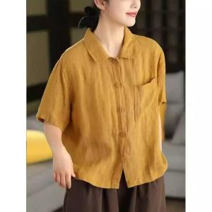Lieoyuarn | Vintage Casual Loose Fit Slim Cotton Linen Shirt