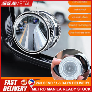 🇵🇭 SEAMETAL 2Pcs 360° Adjustable Round Frame Convex Blind Spot Mirror Car Reversing Mirror Safety Driving Wide-angle Clear Rearview Mirror