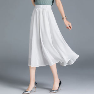 Petite High Waist Pleated Mid-length Skirt
