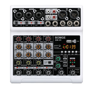 BOMGE | Bộ Trộn Âm Thanh 5 Kênh BOMGE Với 3 Đầu Vào Mic Line 48V Stereo Bluetooth MP3 PC USB Studio Mixer Có Chức Năng Giám Sát Tai Nghe