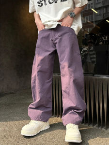 Quần Ống Đứng Màu Tím Nhanh Khô Mùa Hè Mỏng Phong Cách Mỹ Quần Dài Thường Ngày Rộng Rãi Thoải Mái Cho Nam