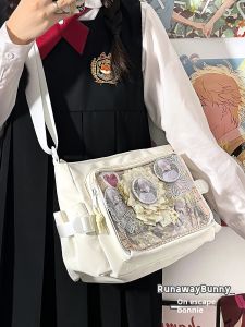 กระเป๋าสะพายข้างแบบสะพายข้างแบบลำลองสำหรับนักเรียนวิทยาลัยสีพื้นเรียบง่าย กระเป๋าสตางค์แบบใสสำหรับผู้หญิง JK กระเป๋าสตางค์ดิจิทัล