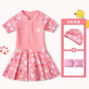 Princess Style Childrens Swimming Suit Girls One-Piece Dress Swimming Set Kids Swimwear Spring 2023 New Arrival Zhehaozi