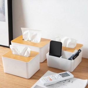 G4355 Hộp Đựng Giấy Ăn Nhựa Trong Suốt Nắp Tre Gỗ Thiết Kế Sang Trọng Đa Dạng Nhiều Kích Thước GA625