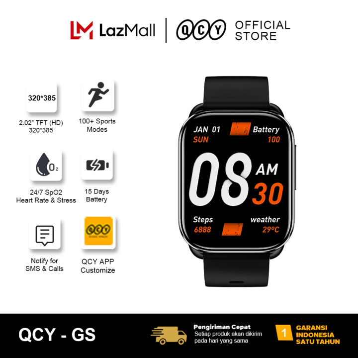 Smartwatch QCY HD display GS Lazada Indonesia