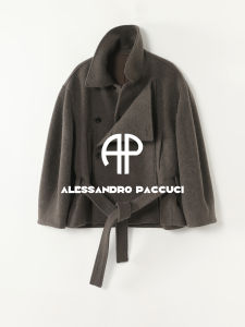Fashion Lapel Side Placket Belted Wool Coat