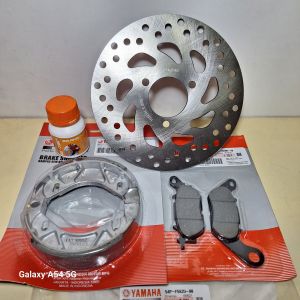 Paketan kampas rem depan belakang mio j+piringan depan+minyak rem mio j soul gt fino fi x-ride 115