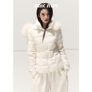 OAKMOO | Áo Khoác Dày Đính Cúc Bó Phom Có Cổ Lông Fox Tháo Lắp Được