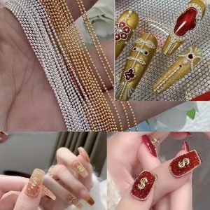 โซ่ลูกปัดขนาด 0.8 มม. ยาว 50 ซม. สีเงินทองชมพู สำหรับตกแต่งเล็บ สไตล์ญี่ปุ่น ชุดใหญ่ อุปกรณ์ตกแต่งเล็บ DIY