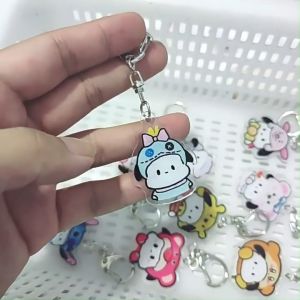 Sanrio akrilik rantai kunci pasangan loket Pacha anjing Keychain bintang Kabi Keychain Stitch Keychain Winnie Bear Keychain Lovely Keychain sisters akrilik Keychain buku beg