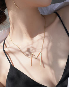 CARLIDANA | Alphabet Design European Style Titanium Steel 14K Plated Golden Necklace