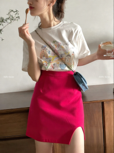NIHAOKANONG | Chân Váy Mini A-Line Cao Waist Asymmetrical Thời Trang