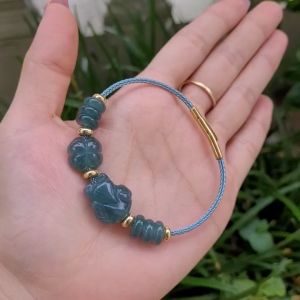 Vòng cáp 6 đồng điếu cỏ 4 lá hồ ly Lam Ngọkc băng trong VIP - Phong Thủy TUDO