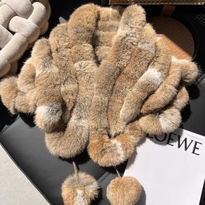 Khăn Choàng Lông Thỏ Thật Dành Cho Nữ Dày Dặn Ấm Áp Kiểu Tam Giác Bảo Vệ Cổ Khăn Lông Thật Thời Trang Thu Đông Chất Liệu Dệt Kim Trơn