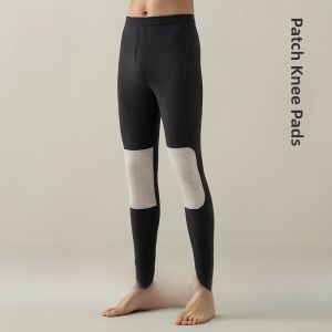 HLA | Mens Thermal Thickened Fleece Lined Knee Padded Double Sided Brushed Base Layer Pants Antibacterial Long Pants Polyester Fiber